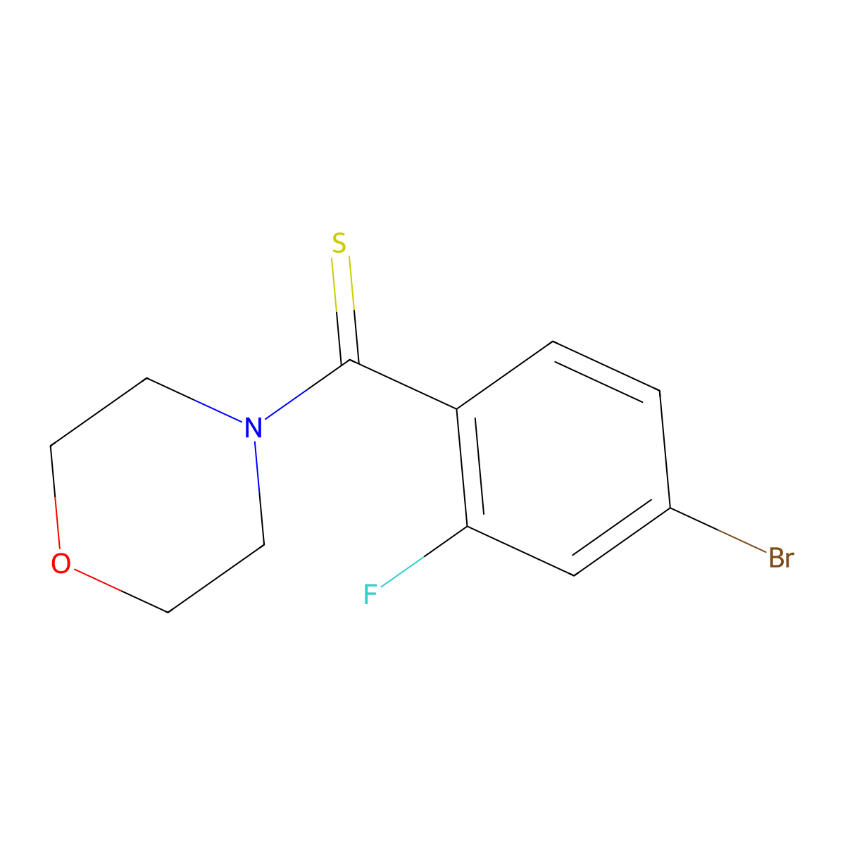 (4-Bromo-2-fluorophenyl)(morpholino)methanethione molecular structure, CAS 1902976-16-2