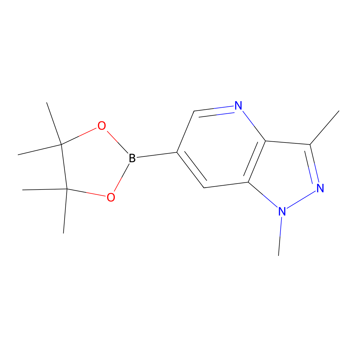 1,3-dimethyl-6-(4,4,5,5-tetramethyl-1,3,2-dioxaborolan-2-yl)-1H-pyrazolo[4,3-b]pyridine molecular structure, CAS 1902976-95-7