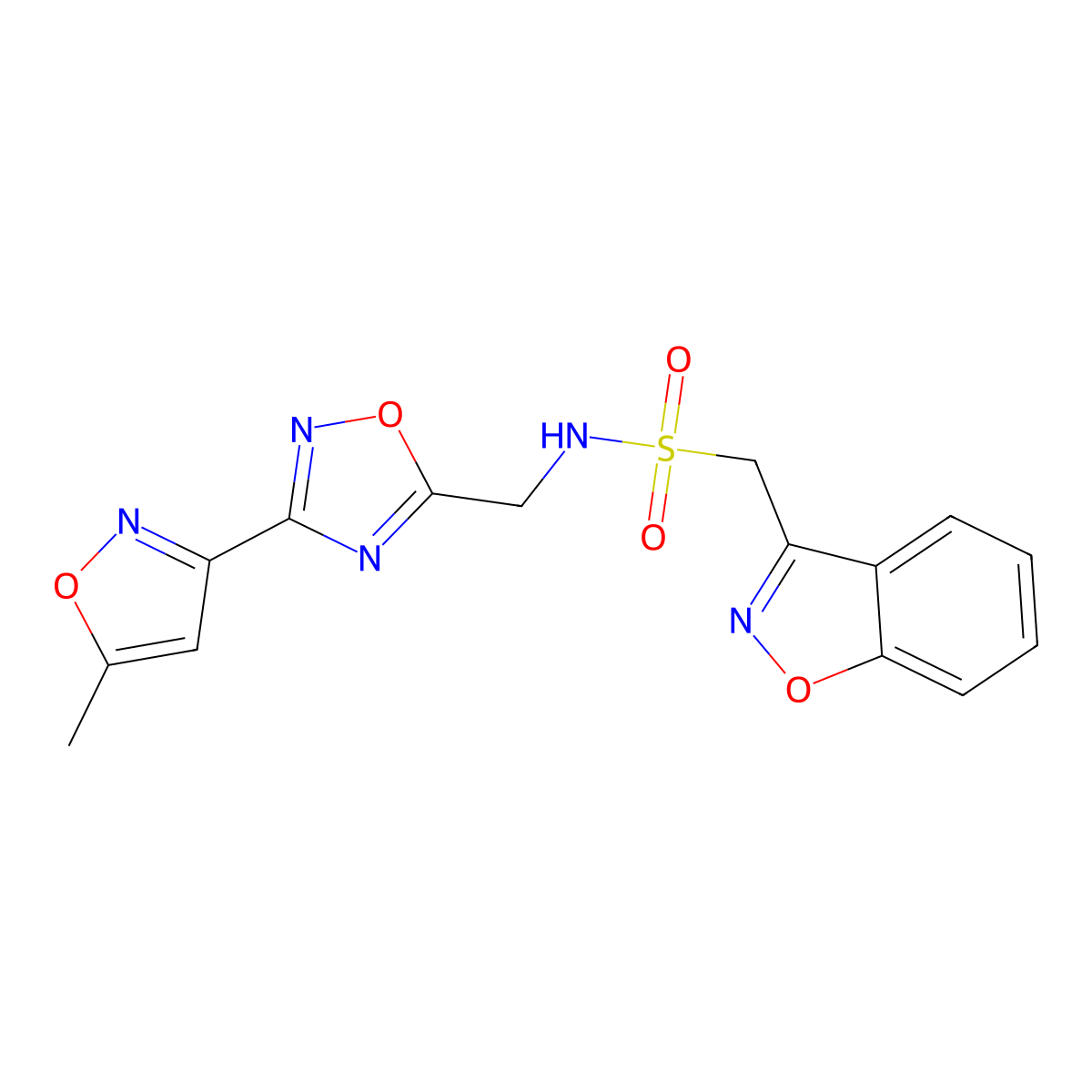 1-(benzo[d]isoxazol-3-yl)-N-((3-(5-methylisoxazol-3-yl)-1,2,4-oxadiazol-5-yl)methyl)methanesulfonamide molecular structure, CAS 1902979-87-6