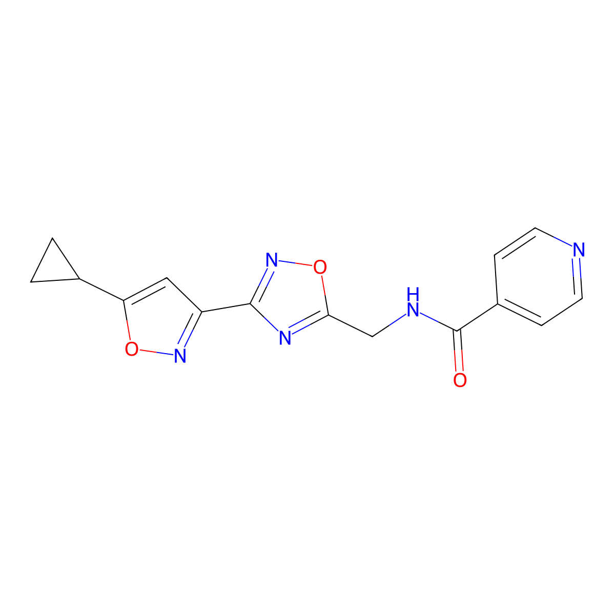 N-((3-(5-cyclopropylisoxazol-3-yl)-1,2,4-oxadiazol-5-yl)methyl)isonicotinamide molecular structure, CAS 1902980-03-3