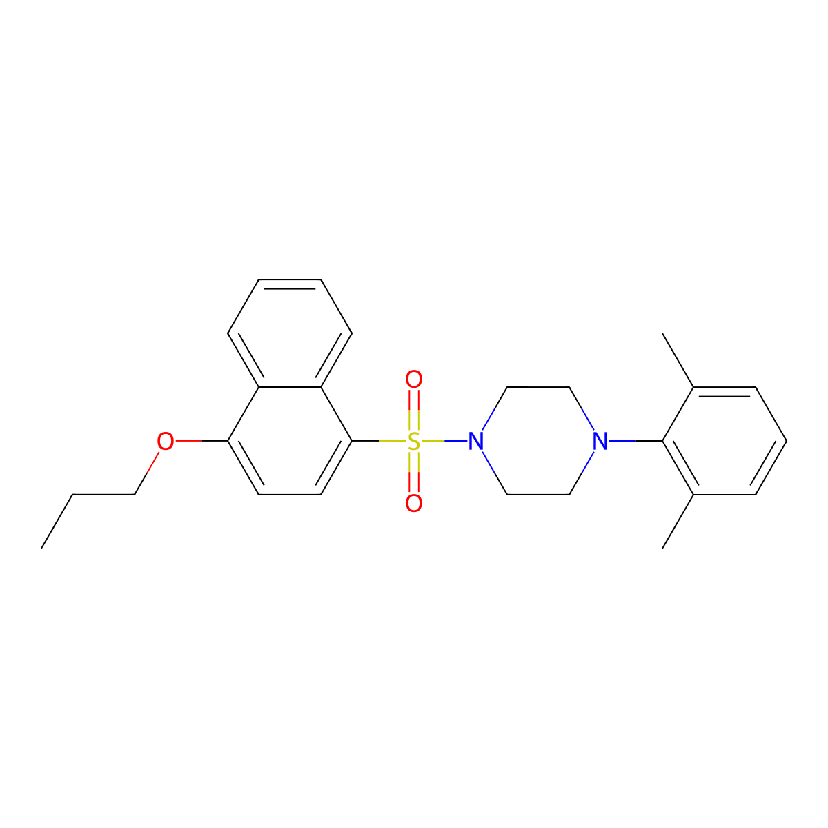 1-(2,6-Dimethylphenyl)-4-[(4-propoxynaphthalen-1-yl)sulfonyl]piperazine molecular structure, CAS 1902980-26-0