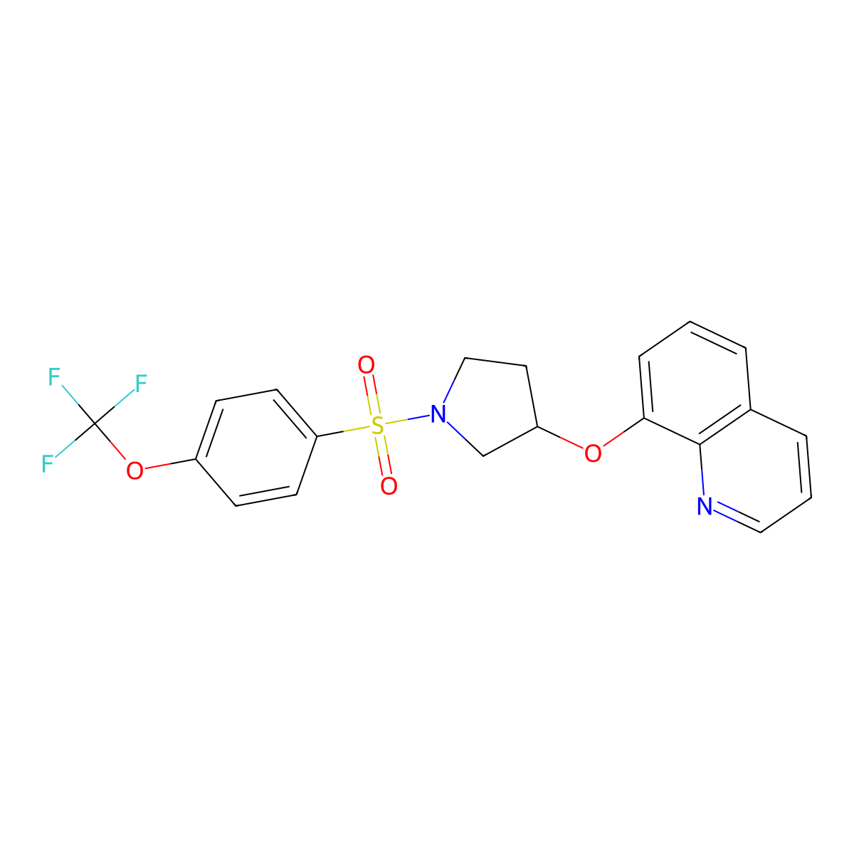 8-((1-((4-(Trifluoromethoxy)phenyl)sulfonyl)pyrrolidin-3-yl)oxy)quinoline molecular structure, CAS 1902981-47-8