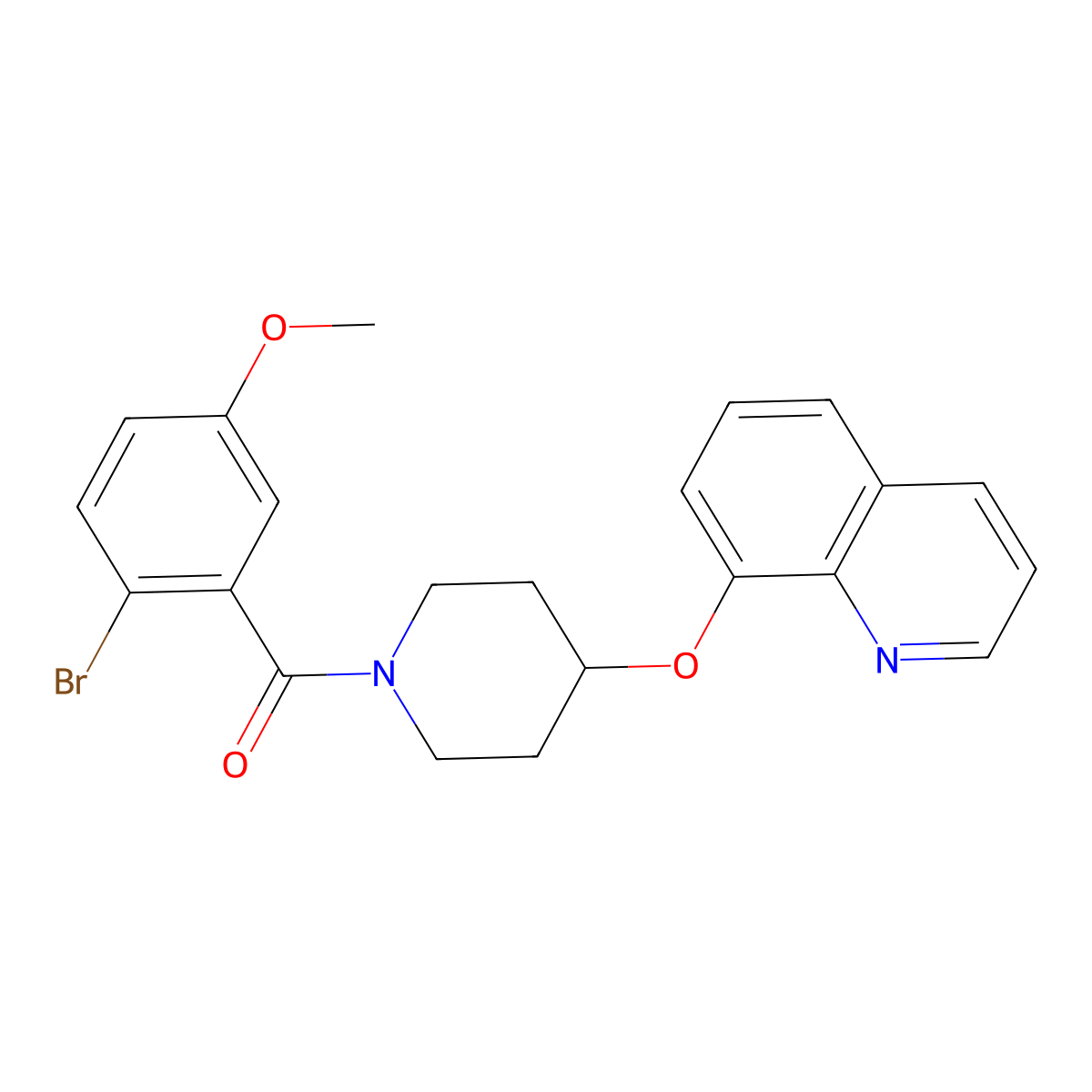 (2-Bromo-5-methoxyphenyl)(4-(quinolin-8-yloxy)piperidin-1-yl)methanone molecular structure, CAS 1902985-76-5