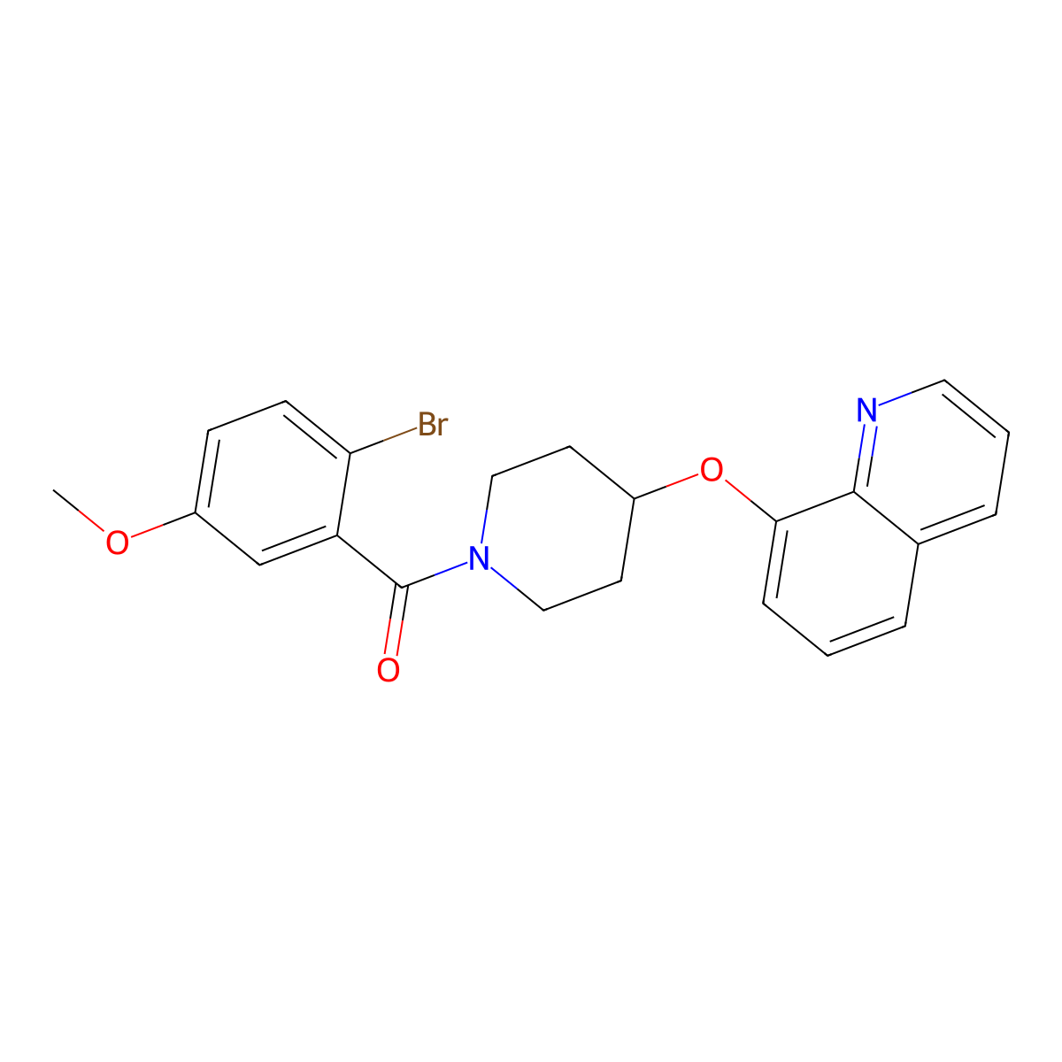 (2-Bromo-5-methoxyphenyl)(4-(quinolin-8-yloxy)piperidin-1-yl)methanone molecular structure, CAS 1902985-76-5