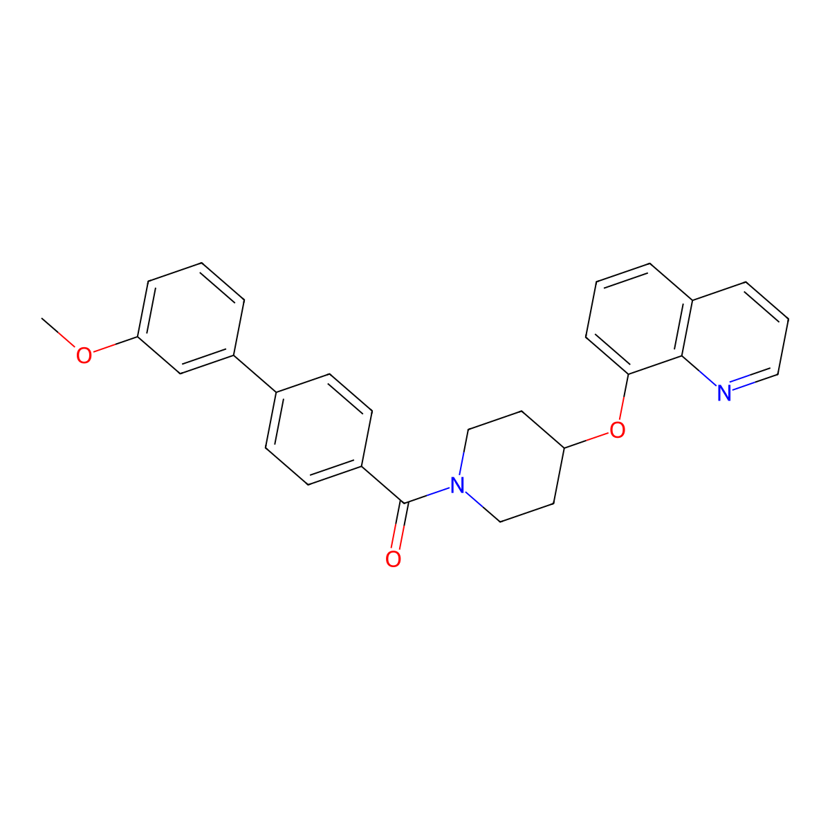 (3'-Methoxy-[1,1'-biphenyl]-4-yl)(4-(quinolin-8-yloxy)piperidin-1-yl)methanone molecular structure, CAS 1902985-85-6