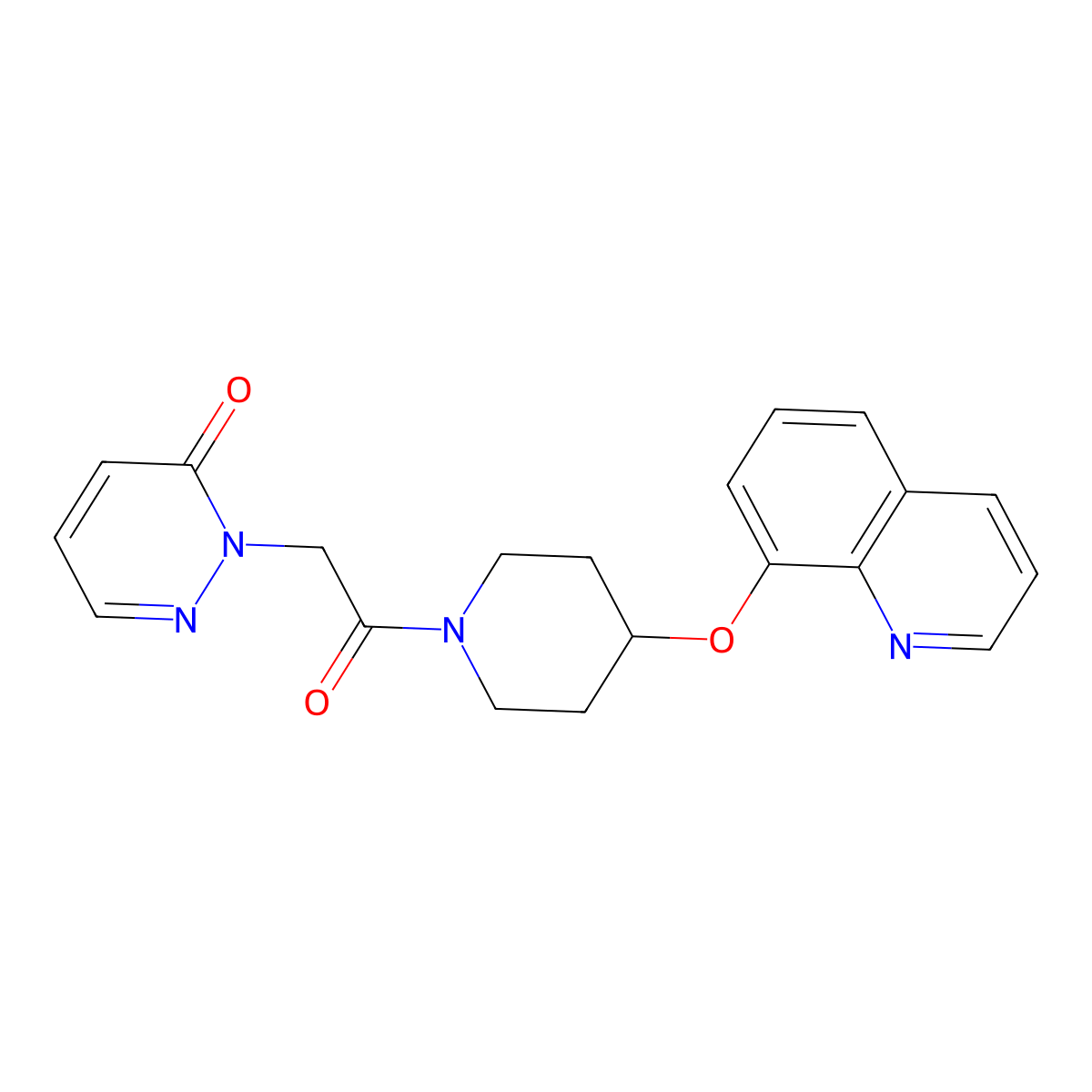 2-(2-oxo-2-(4-(quinolin-8-yloxy)piperidin-1-yl)ethyl)pyridazin-3(2H)-one molecular structure, CAS 1902986-98-4