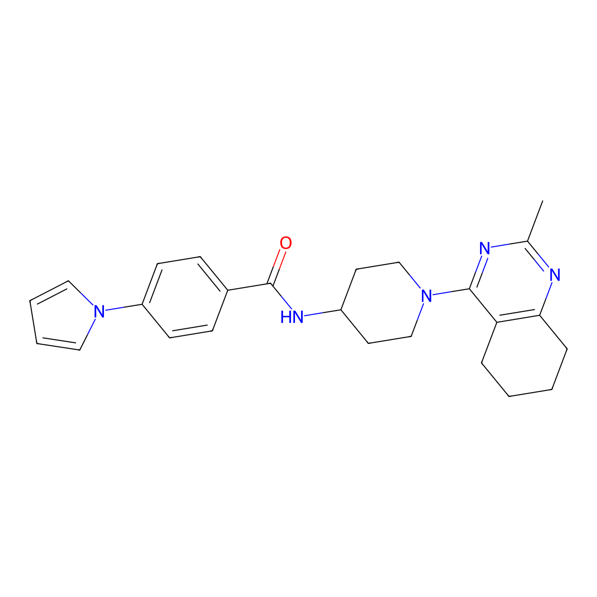 N-[1-(2-methyl-5,6,7,8-tetrahydroquinazolin-4-yl)piperidin-4-yl]-4-(1H-pyrrol-1-yl)benzamide molecular structure, CAS 1902989-69-8