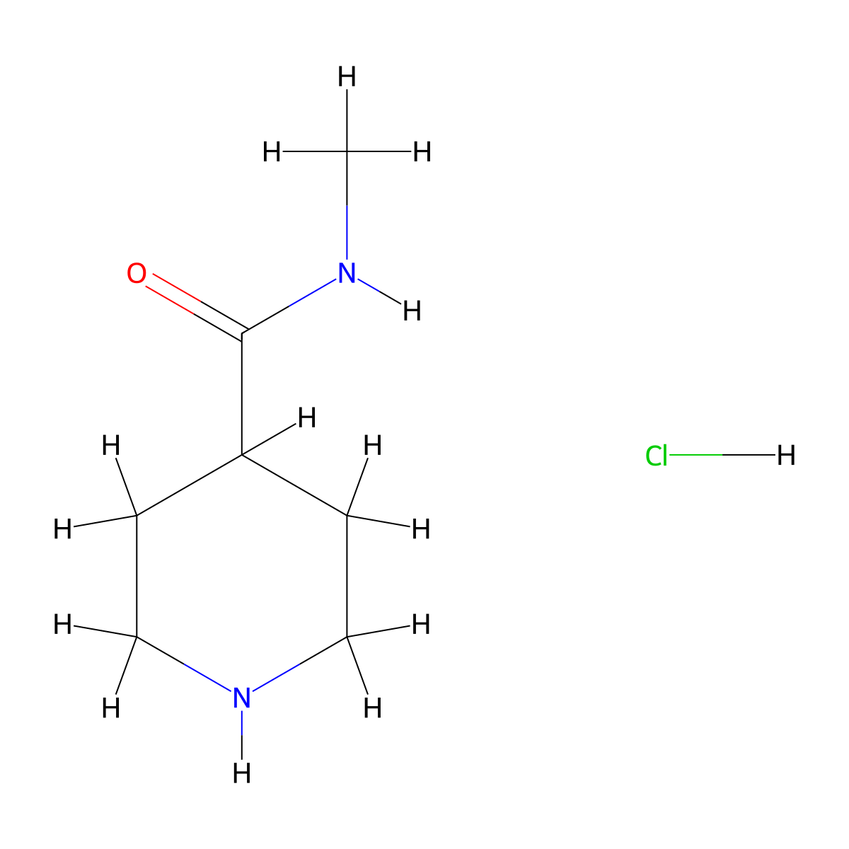 N-methylpiperidine-4-carboxamide hydrochloride molecular structure, CAS 1903-75-9