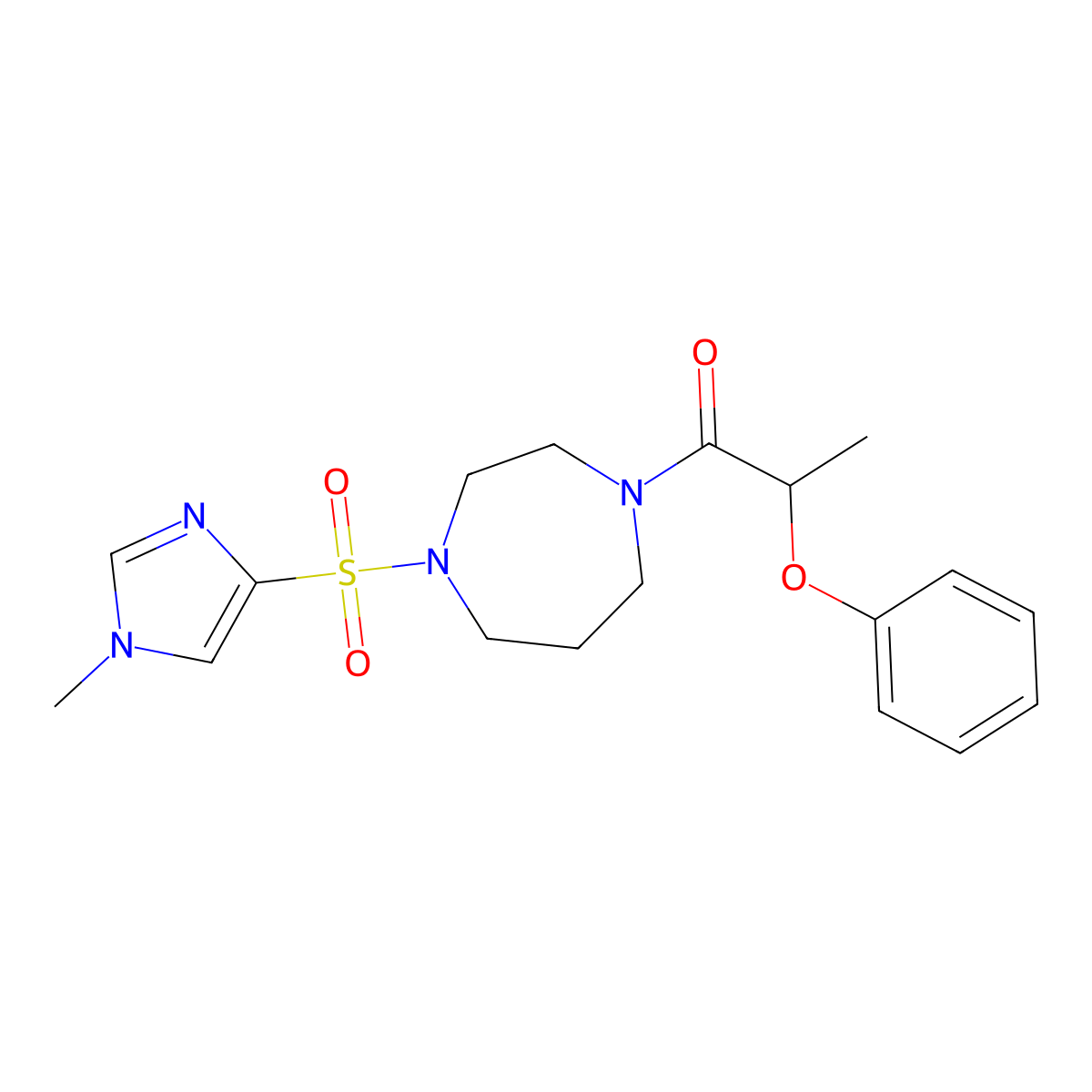 1-(4-((1-methyl-1H-imidazol-4-yl)sulfonyl)-1,4-diazepan-1-yl)-2-phenoxypropan-1-one molecular structure, CAS 1903011-57-3