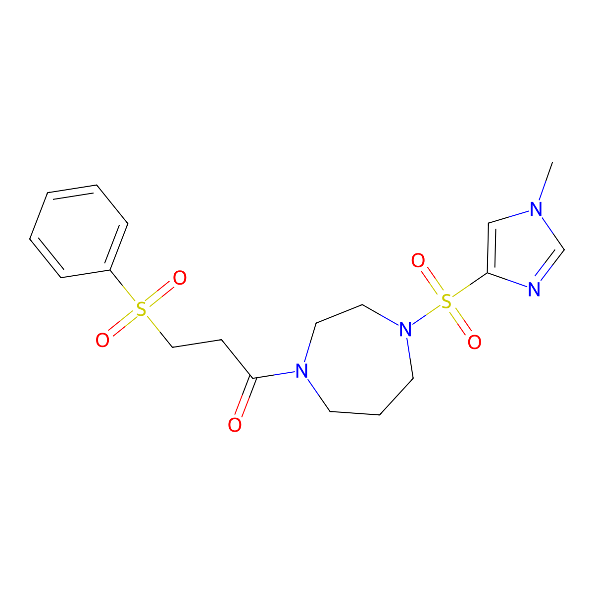 1-(4-((1-methyl-1H-imidazol-4-yl)sulfonyl)-1,4-diazepan-1-yl)-3-(phenylsulfonyl)propan-1-one molecular structure, CAS 1903011-96-0
