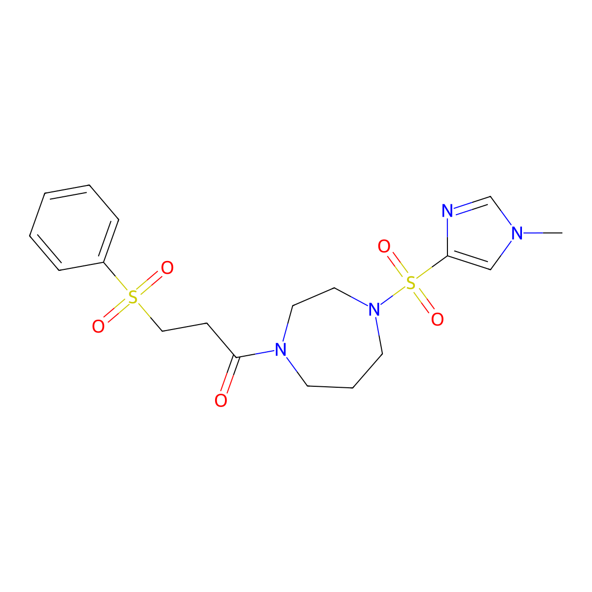 1-(4-((1-methyl-1H-imidazol-4-yl)sulfonyl)-1,4-diazepan-1-yl)-3-(phenylsulfonyl)propan-1-one molecular structure, CAS 1903011-96-0