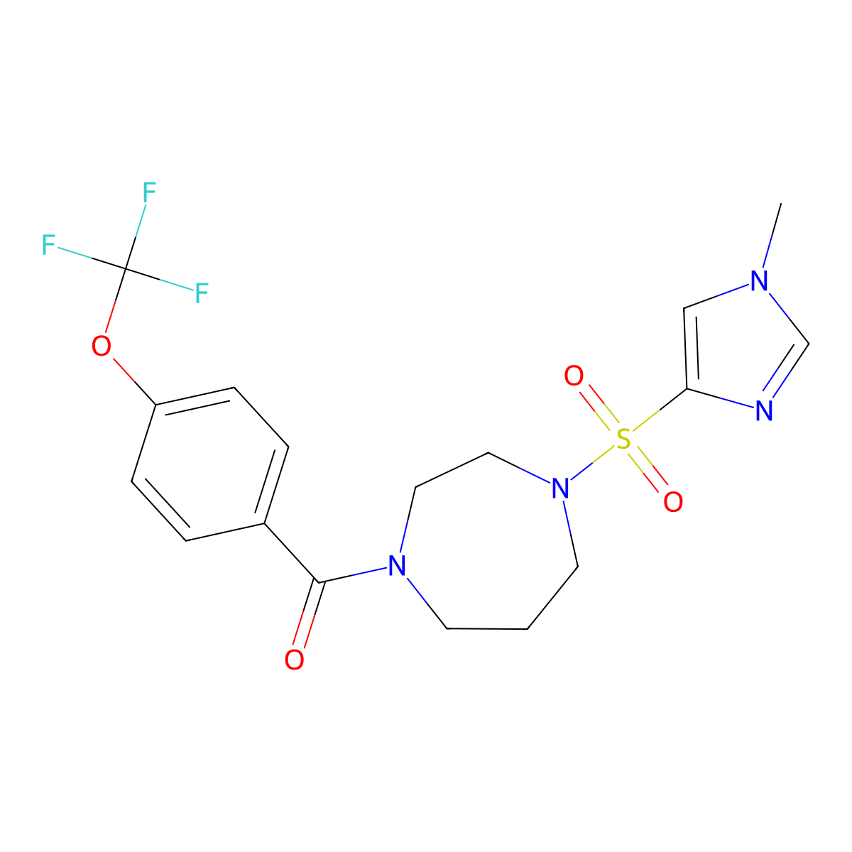 (4-((1-methyl-1H-imidazol-4-yl)sulfonyl)-1,4-diazepan-1-yl)(4-(trifluoromethoxy)phenyl)methanone molecular structure, CAS 1903012-03-2