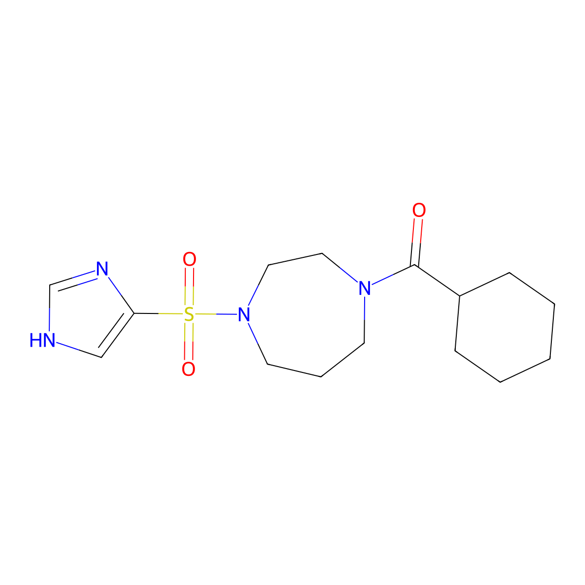 (4-((1H-imidazol-4-yl)sulfonyl)-1,4-diazepan-1-yl)(cyclohexyl)methanone molecular structure, CAS 1903012-38-3