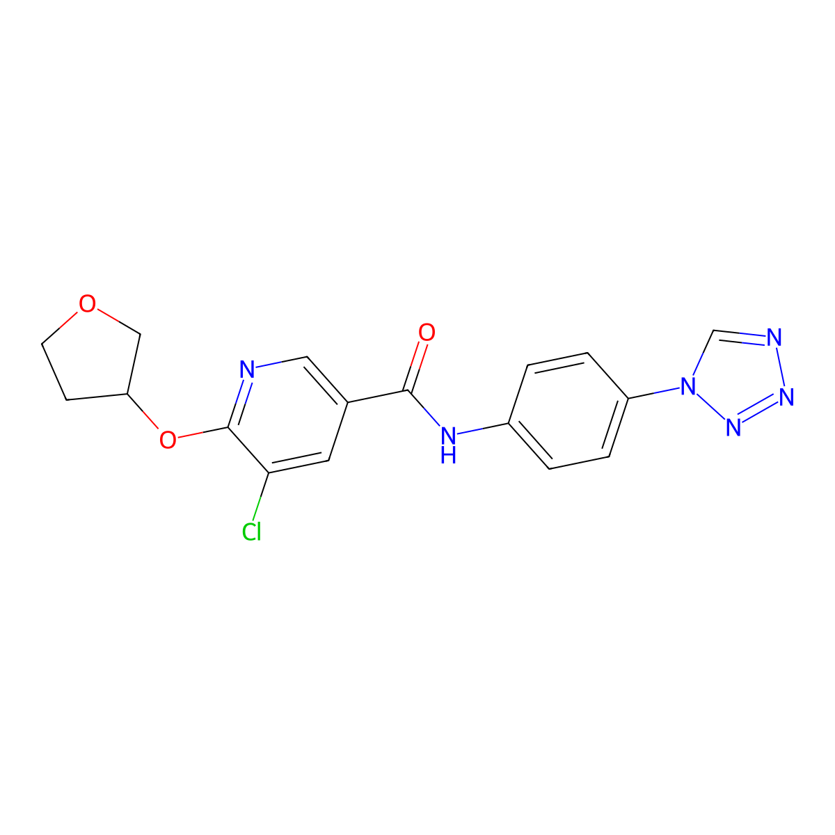 N-(4-(1H-tetrazol-1-yl)phenyl)-5-chloro-6-((tetrahydrofuran-3-yl)oxy)nicotinamide molecular structure, CAS 1903012-51-0