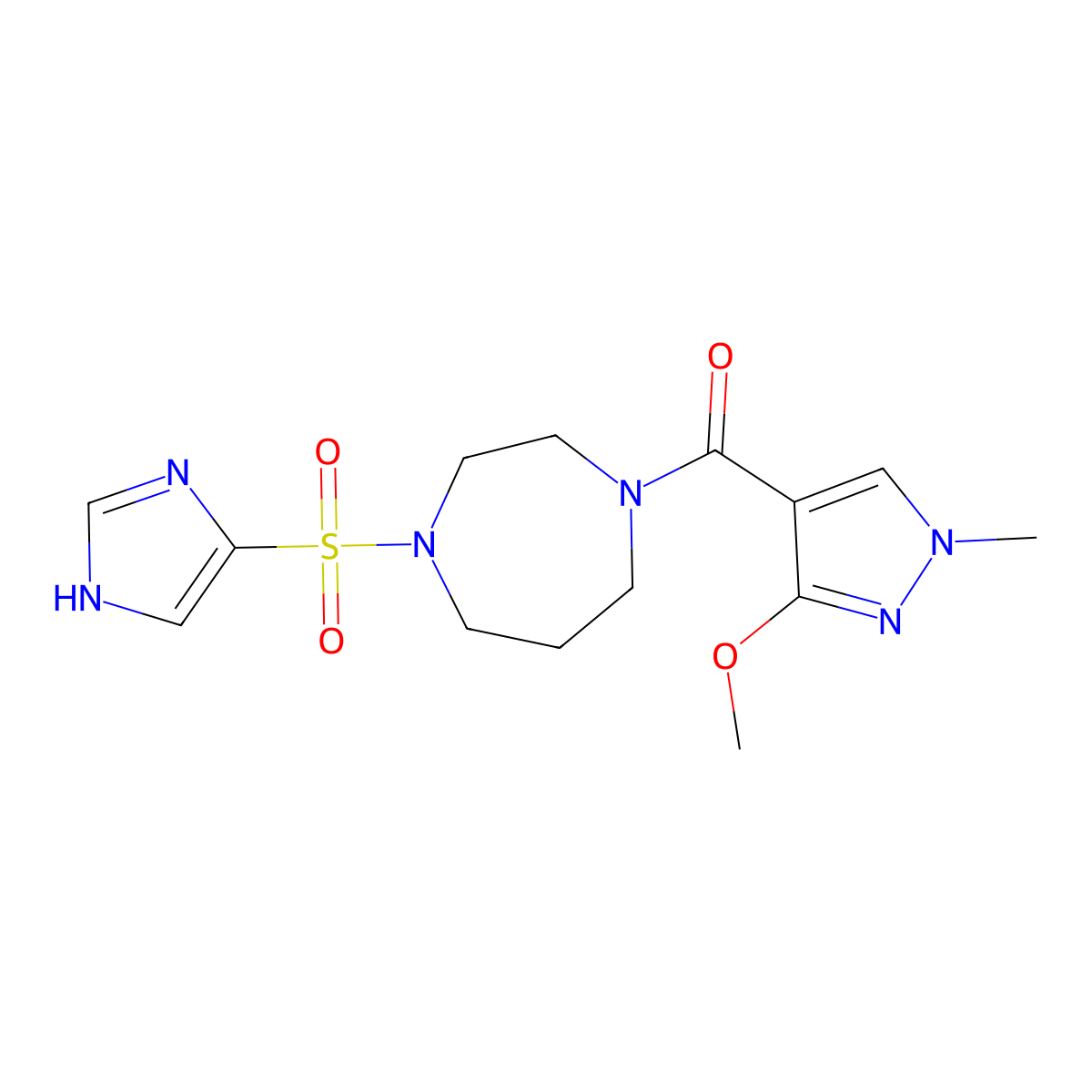 (4-((1H-imidazol-4-yl)sulfonyl)-1,4-diazepan-1-yl)(3-methoxy-1-methyl-1H-pyrazol-4-yl)methanone molecular structure, CAS 1903012-95-2