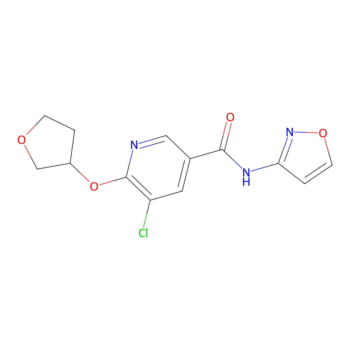 5-chloro-N-(isoxazol-3-yl)-6-((tetrahydrofuran-3-yl)oxy)nicotinamide molecular structure, CAS 1903013-13-7