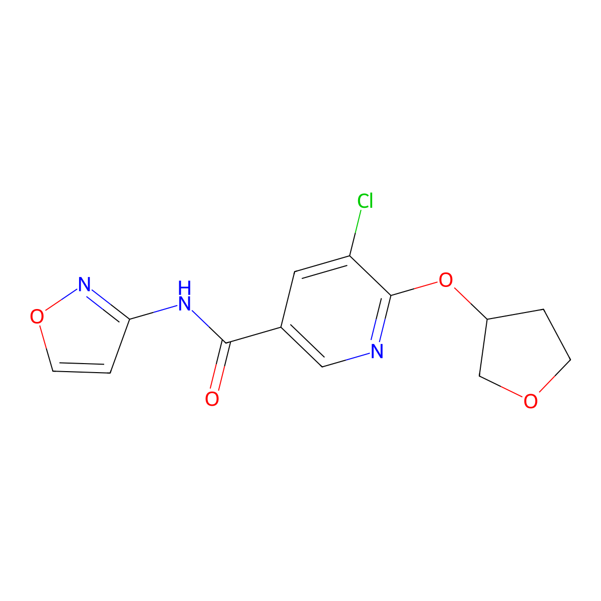 5-chloro-N-(isoxazol-3-yl)-6-((tetrahydrofuran-3-yl)oxy)nicotinamide molecular structure, CAS 1903013-13-7