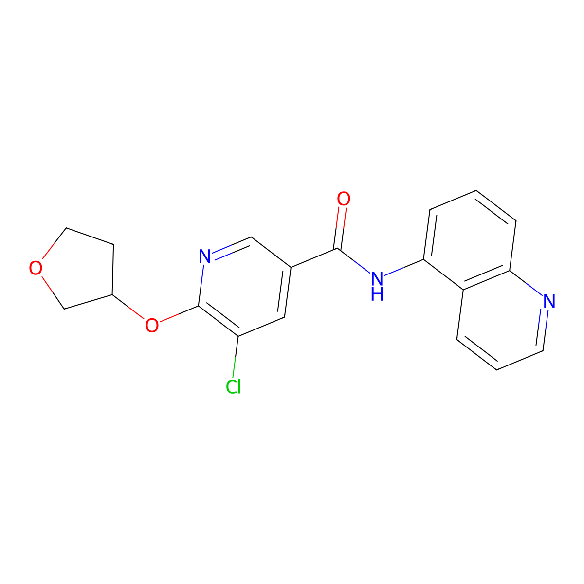 5-chloro-N-(quinolin-5-yl)-6-((tetrahydrofuran-3-yl)oxy)nicotinamide molecular structure, CAS 1903013-22-8