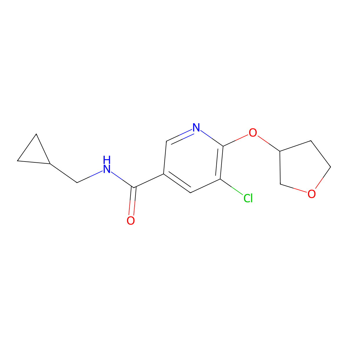 5-chloro-N-(cyclopropylmethyl)-6-((tetrahydrofuran-3-yl)oxy)nicotinamide molecular structure, CAS 1903014-83-4