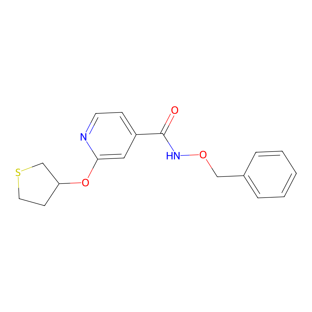 N-(benzyloxy)-2-((tetrahydrothiophen-3-yl)oxy)isonicotinamide molecular structure, CAS 1903022-24-1