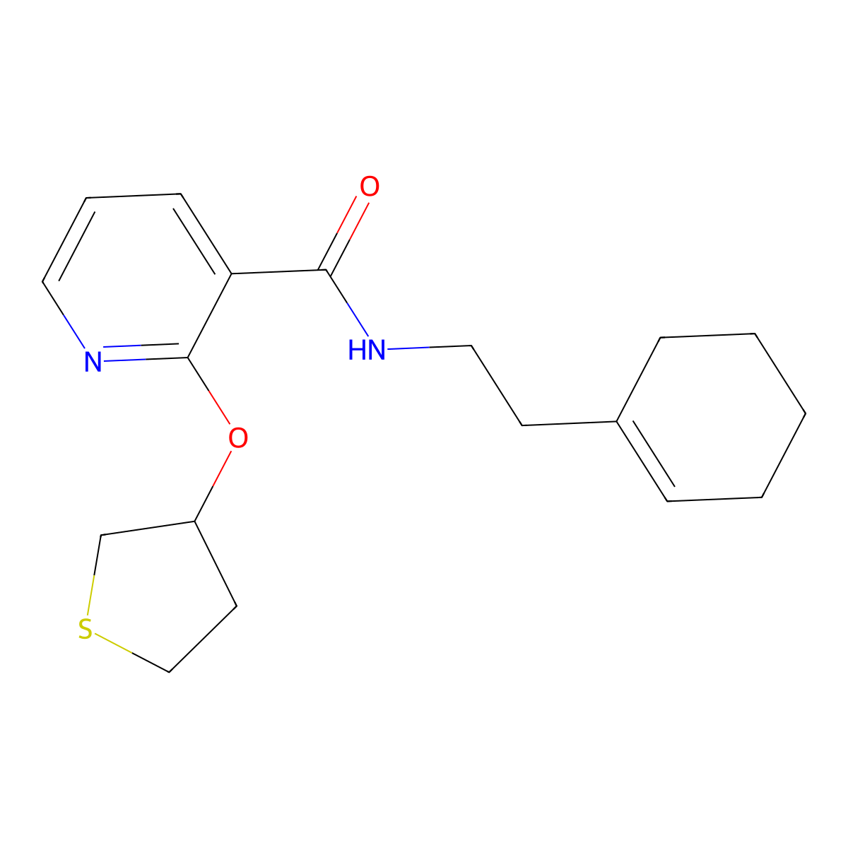 N-(2-(cyclohex-1-en-1-yl)ethyl)-2-((tetrahydrothiophen-3-yl)oxy)nicotinamide molecular structure, CAS 1903022-84-3
