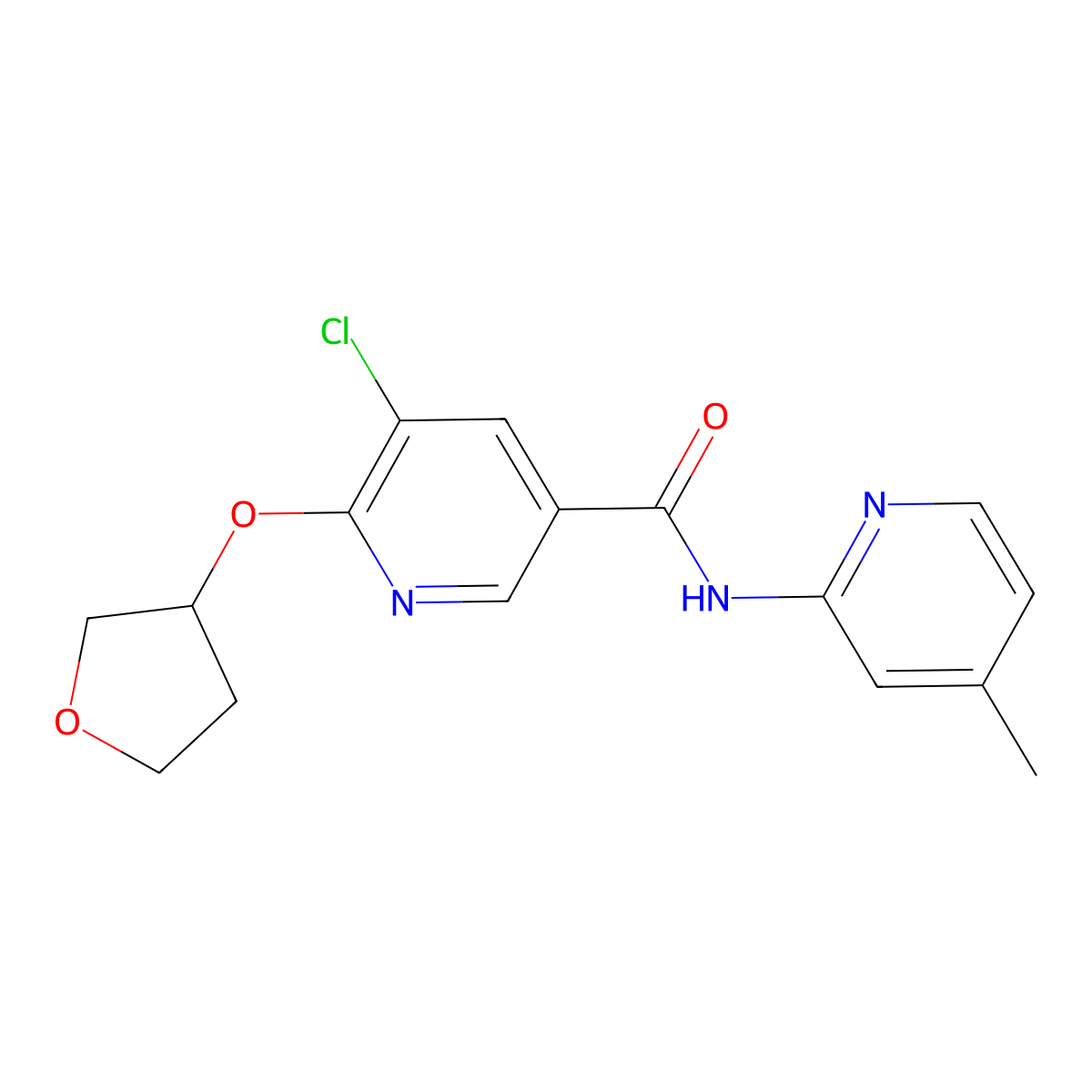 5-chloro-N-(4-methylpyridin-2-yl)-6-((tetrahydrofuran-3-yl)oxy)nicotinamide molecular structure, CAS 1903023-52-8