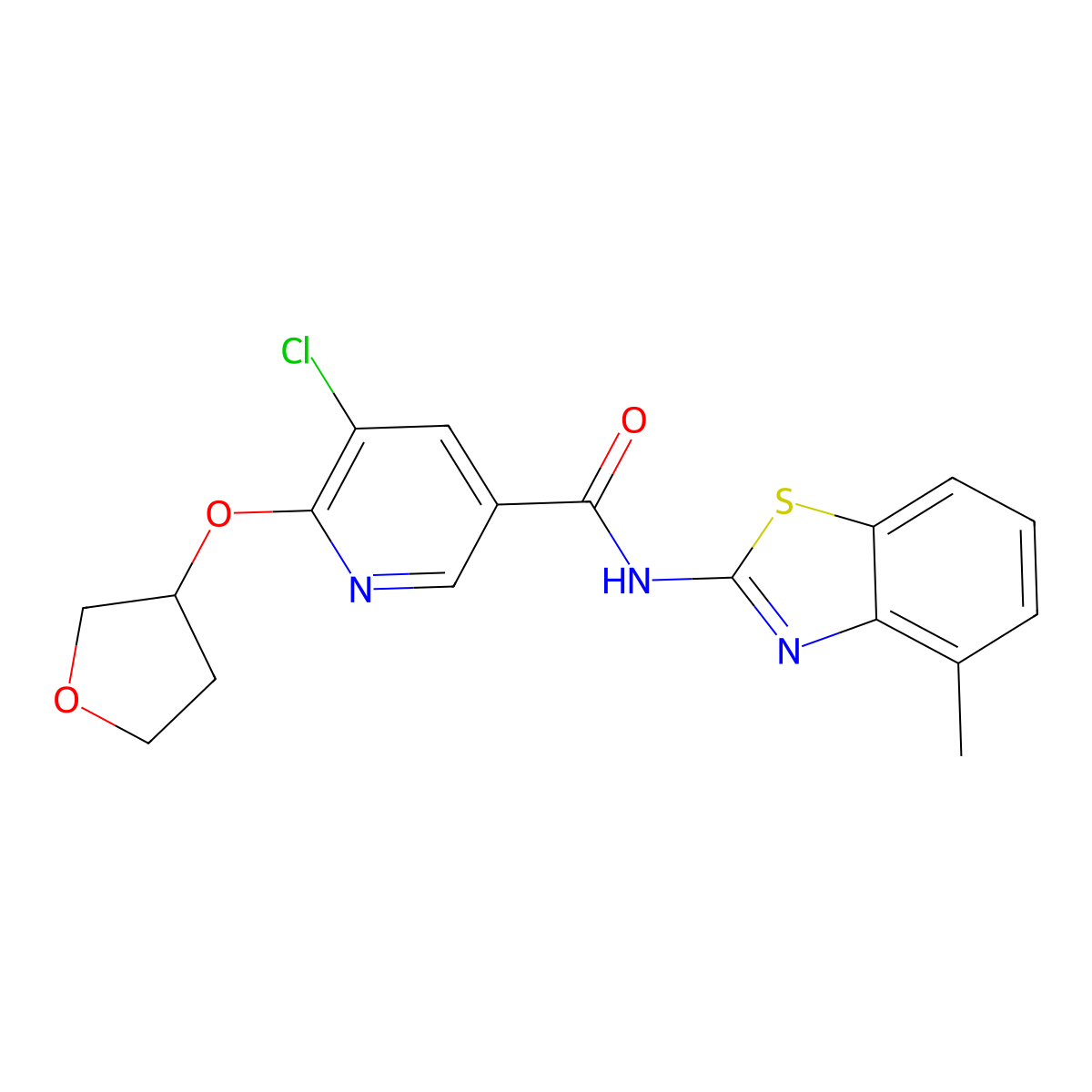 5-chloro-N-(4-methylbenzo[d]thiazol-2-yl)-6-((tetrahydrofuran-3-yl)oxy)nicotinamide molecular structure, CAS 1903023-62-0
