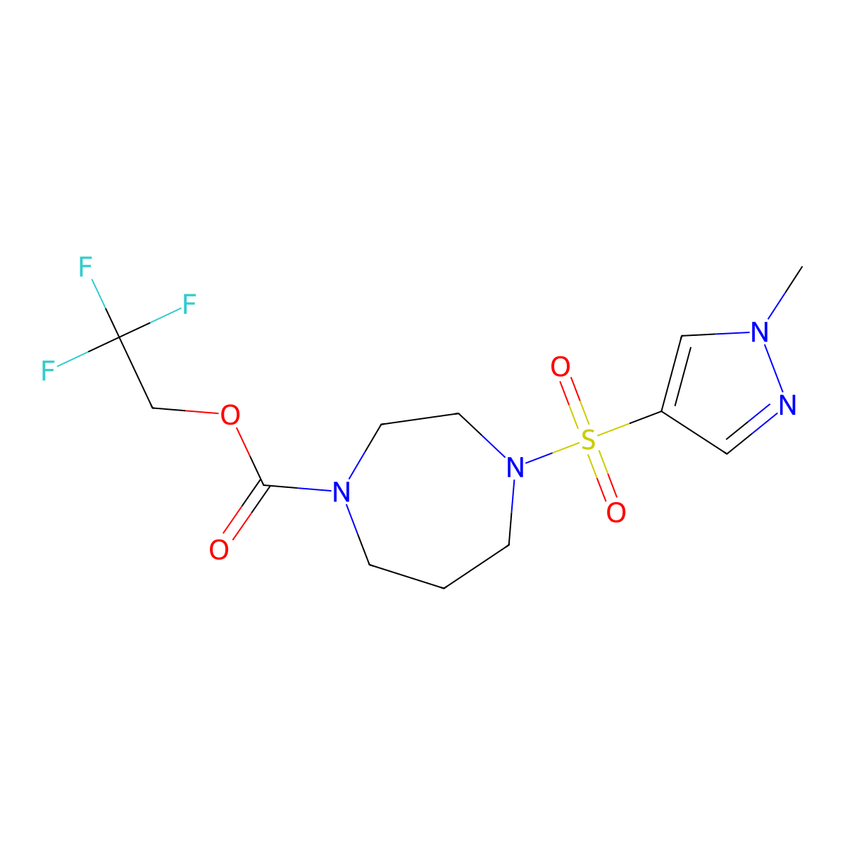 2,2,2-trifluoroethyl 4-[(1-methyl-1H-pyrazol-4-yl)sulfonyl]-1,4-diazepane-1-carboxylate molecular structure, CAS 1903029-65-1