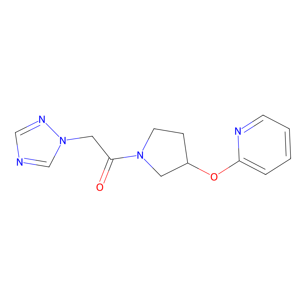 1-(3-(pyridin-2-yloxy)pyrrolidin-1-yl)-2-(1H-1,2,4-triazol-1-yl)ethanone molecular structure, CAS 1903032-18-7