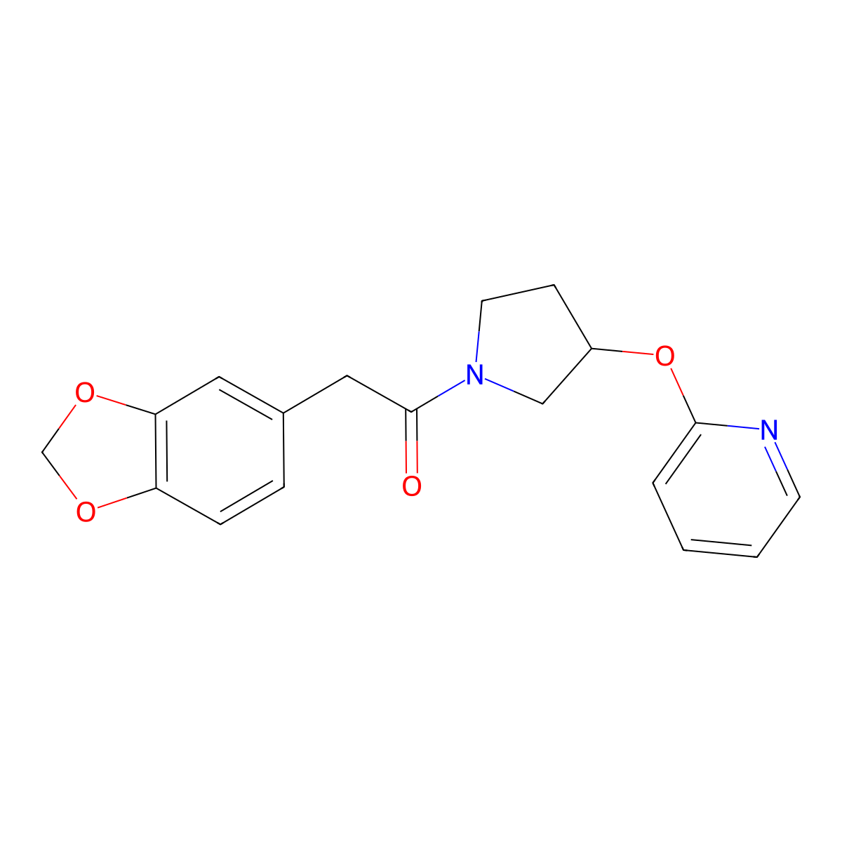 2-(Benzo[d][1,3]dioxol-5-yl)-1-(3-(pyridin-2-yloxy)pyrrolidin-1-yl)ethanone molecular structure, CAS 1903032-23-4