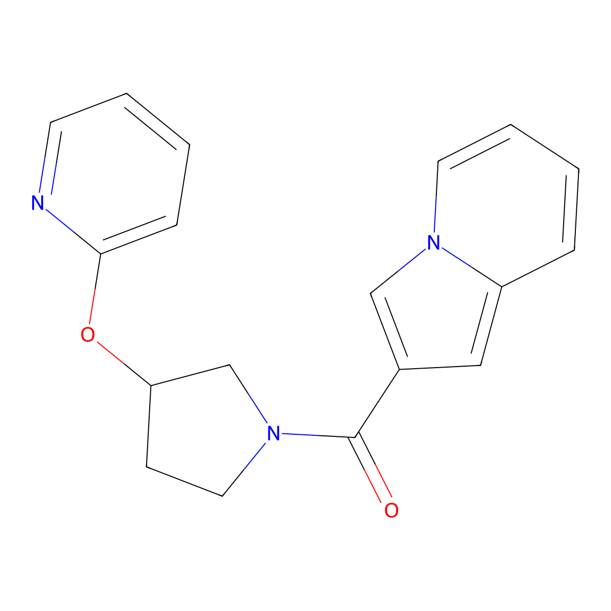 Indolizin-2-yl(3-(pyridin-2-yloxy)pyrrolidin-1-yl)methanone molecular structure, CAS 1903032-29-0