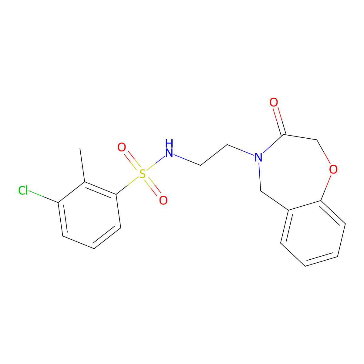 3-chloro-2-methyl-N-(2-(3-oxo-2,3-dihydrobenzo[f][1,4]oxazepin-4(5H)-yl)ethyl)benzenesulfonamide molecular structure, CAS 1903032-65-4