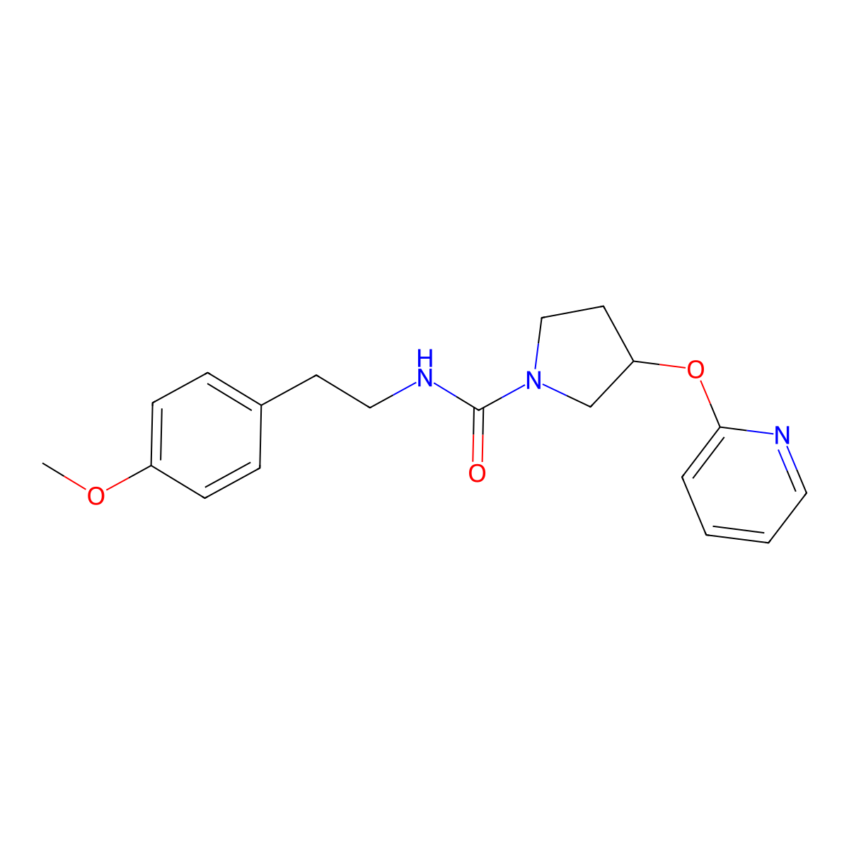 N-(4-methoxyphenethyl)-3-(pyridin-2-yloxy)pyrrolidine-1-carboxamide molecular structure, CAS 1903033-61-3