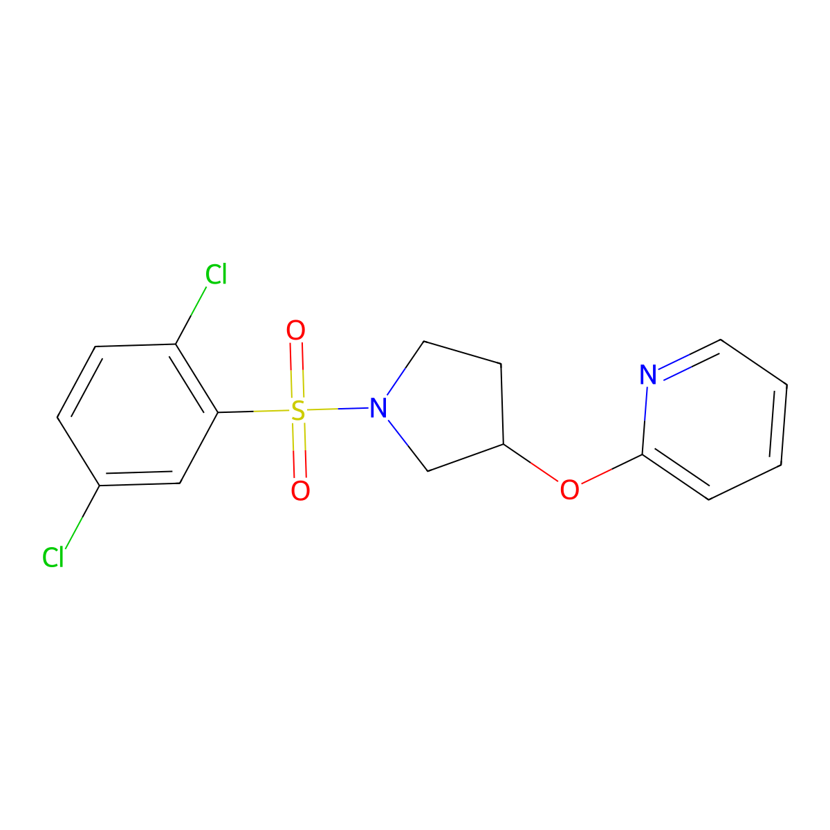 2-((1-((2,5-Dichlorophenyl)sulfonyl)pyrrolidin-3-yl)oxy)pyridine molecular structure, CAS 1903034-13-8