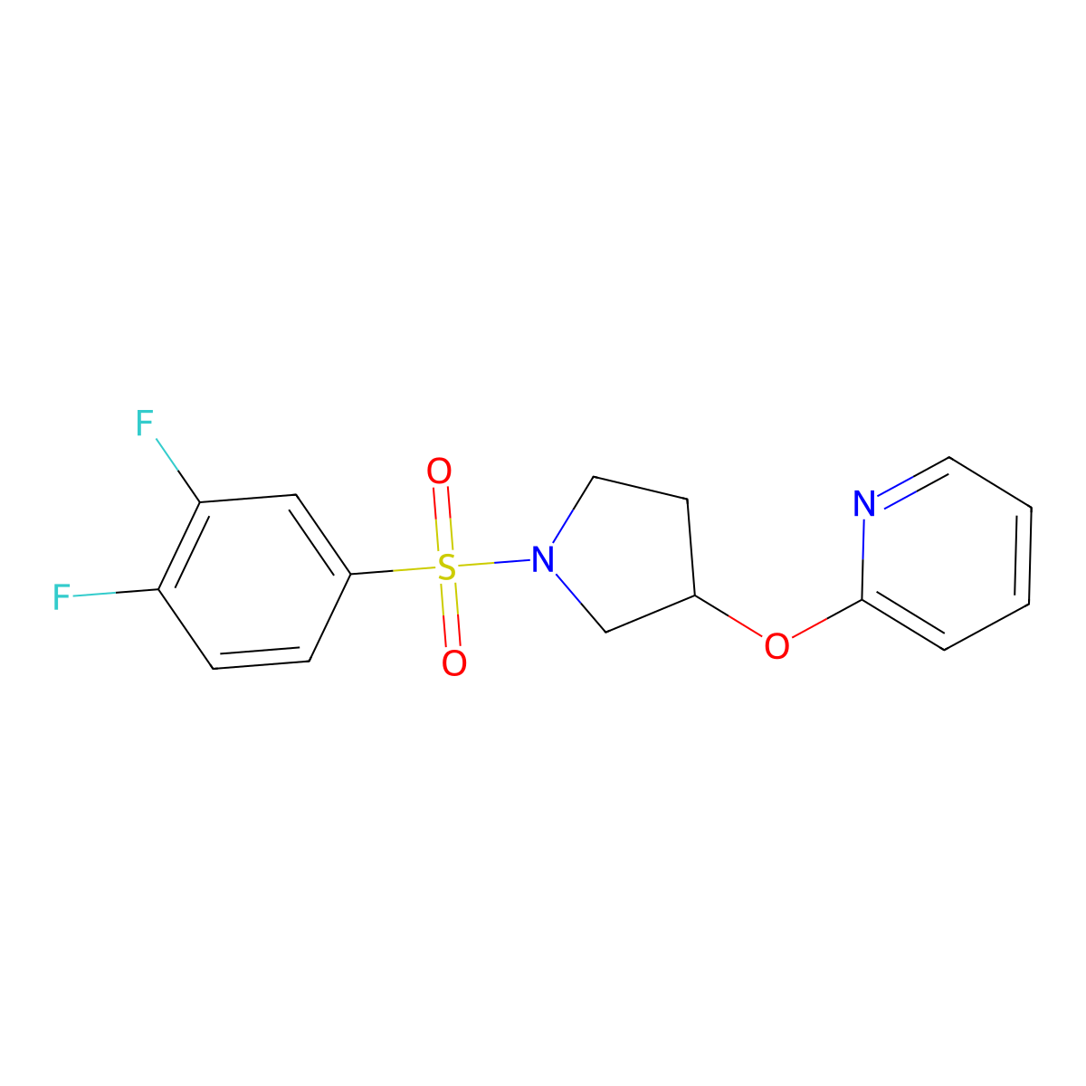 2-((1-((3,4-Difluorophenyl)sulfonyl)pyrrolidin-3-yl)oxy)pyridine molecular structure, CAS 1903035-67-5