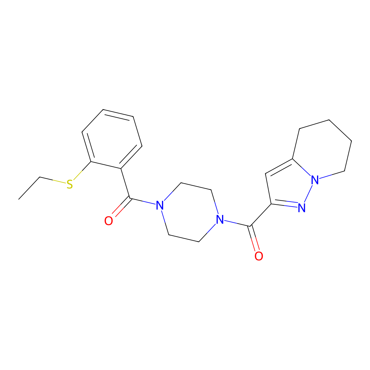 (4-(2-(Ethylthio)benzoyl)piperazin-1-yl)(4,5,6,7-tetrahydropyrazolo[1,5-a]pyridin-2-yl)methanone molecular structure, CAS 1903035-90-4