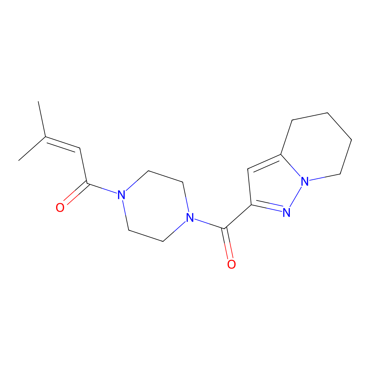 3-Methyl-1-(4-(4,5,6,7-tetrahydropyrazolo[1,5-a]pyridine-2-carbonyl)piperazin-1-yl)but-2-en-1-one molecular structure, CAS 1903036-38-3