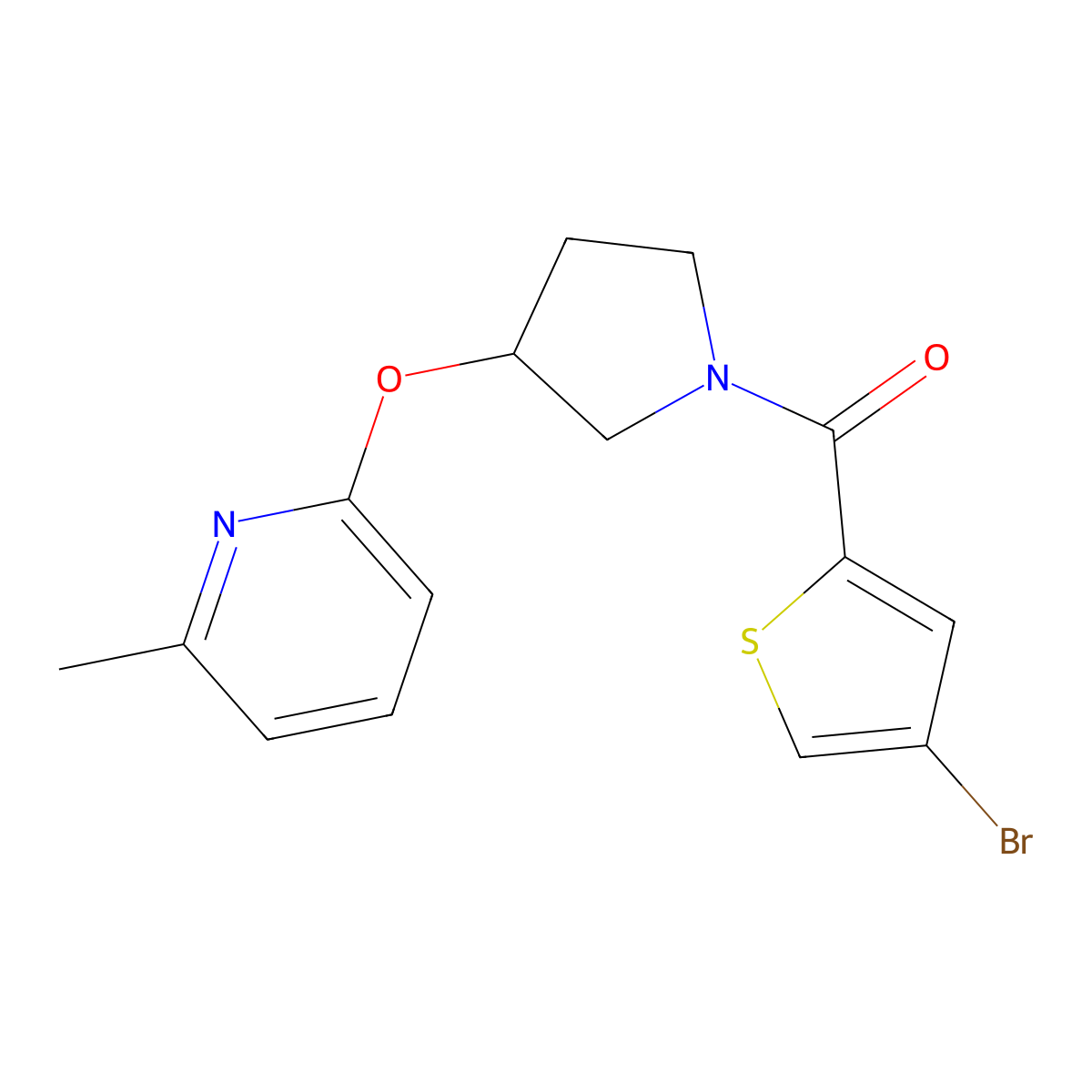 (4-Bromothiophen-2-yl)(3-((6-methylpyridin-2-yl)oxy)pyrrolidin-1-yl)methanone molecular structure, CAS 1903036-93-0