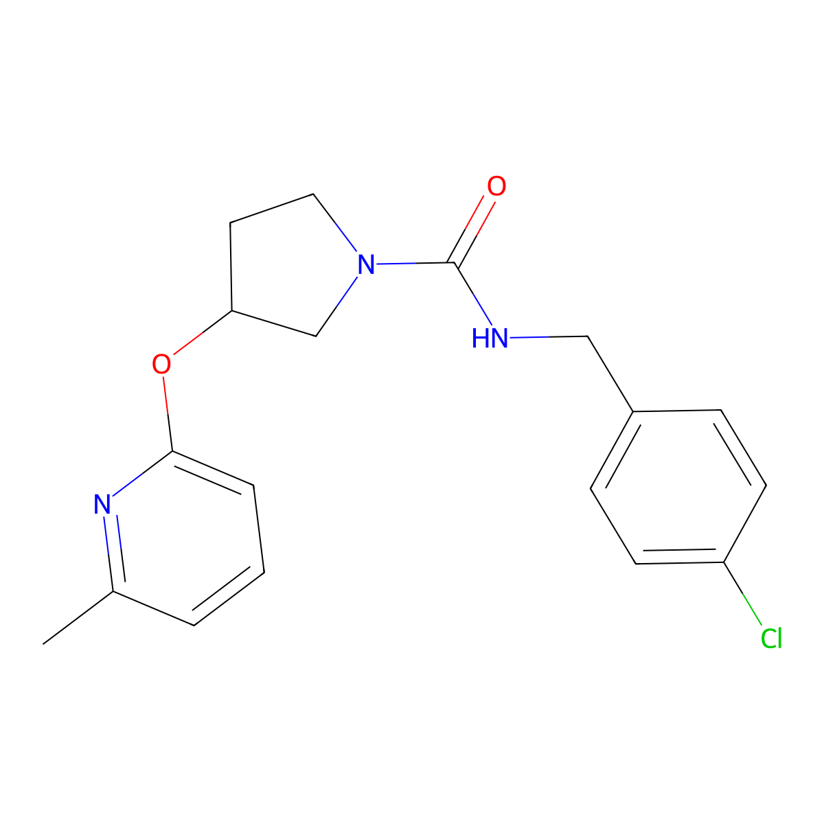 N-(4-chlorobenzyl)-3-((6-methylpyridin-2-yl)oxy)pyrrolidine-1-carboxamide molecular structure, CAS 1903037-19-3