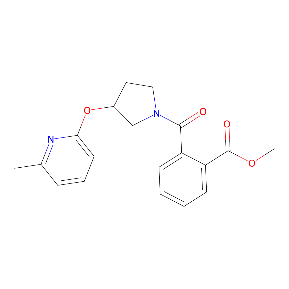 Methyl 2-(3-((6-methylpyridin-2-yl)oxy)pyrrolidine-1-carbonyl)benzoate molecular structure, CAS 1903037-36-4