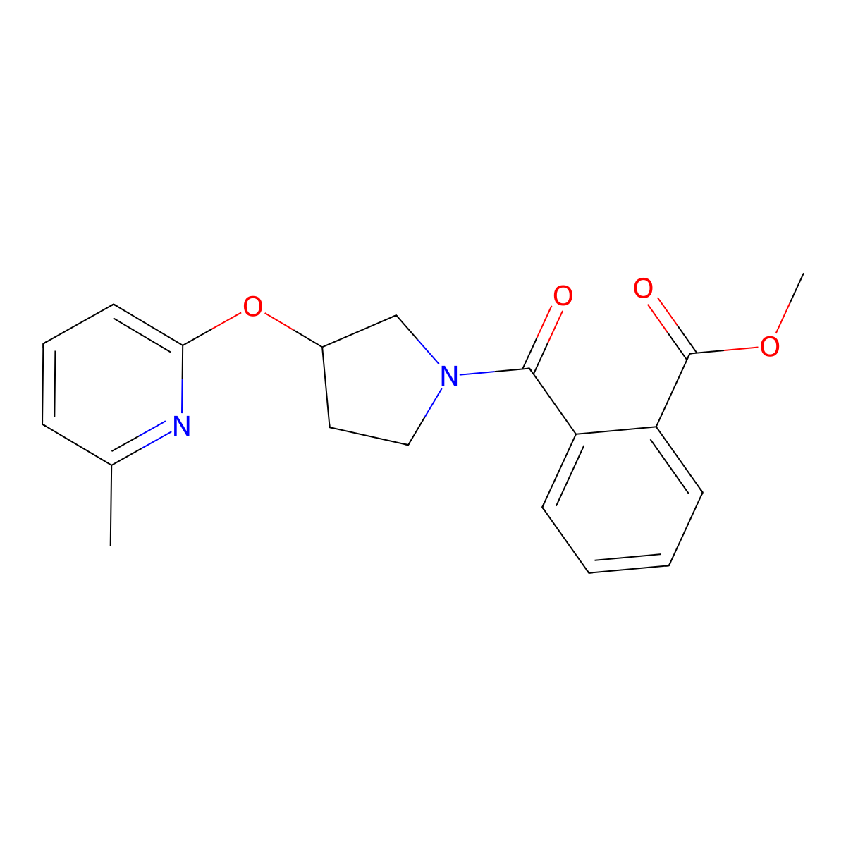 Methyl 2-(3-((6-methylpyridin-2-yl)oxy)pyrrolidine-1-carbonyl)benzoate molecular structure, CAS 1903037-36-4