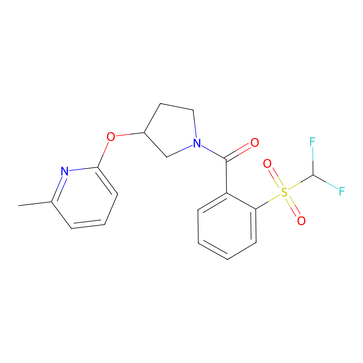 (2-((Difluoromethyl)sulfonyl)phenyl)(3-((6-methylpyridin-2-yl)oxy)pyrrolidin-1-yl)methanone molecular structure, CAS 1903037-96-6