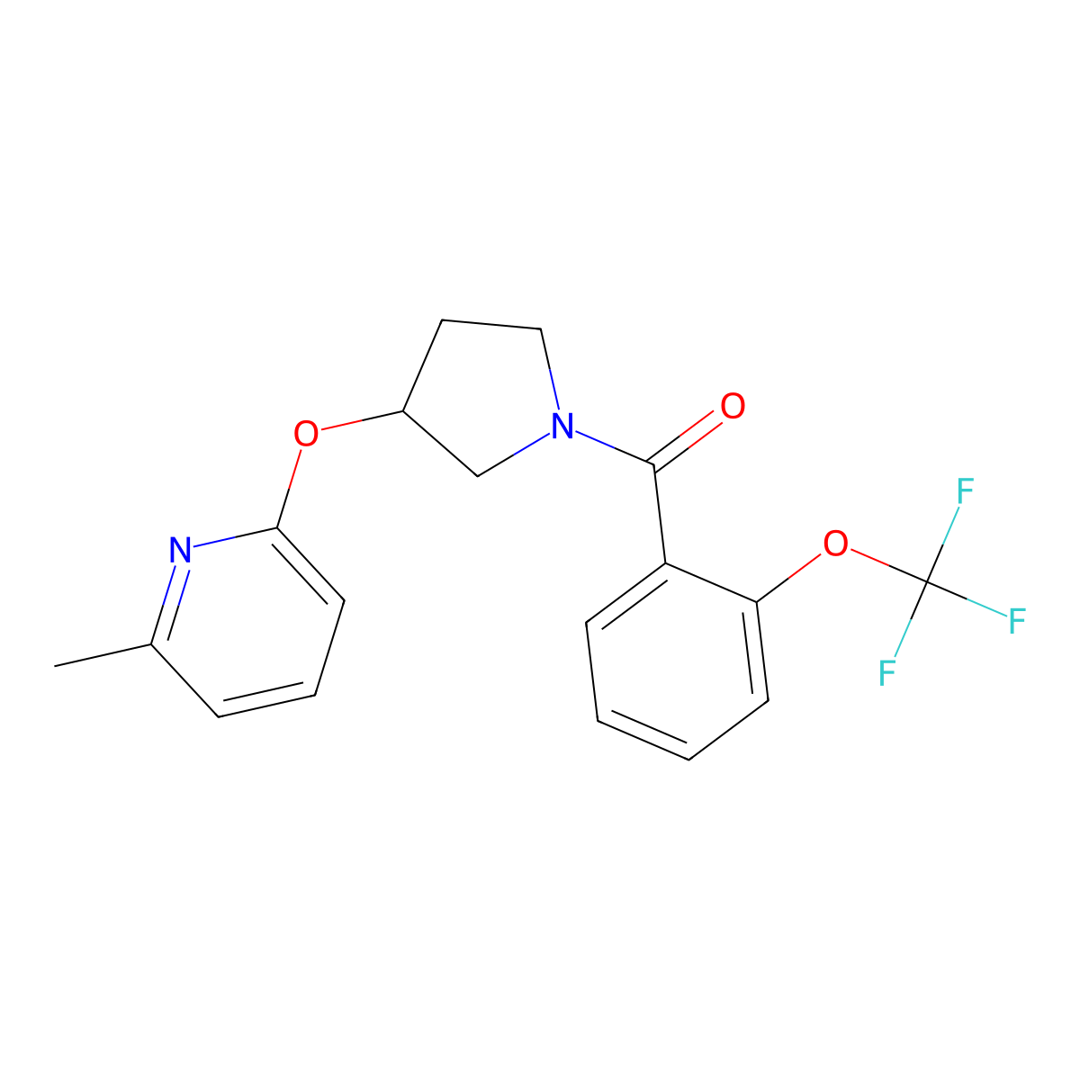 (3-((6-Methylpyridin-2-yl)oxy)pyrrolidin-1-yl)(2-(trifluoromethoxy)phenyl)methanone molecular structure, CAS 1903038-28-7