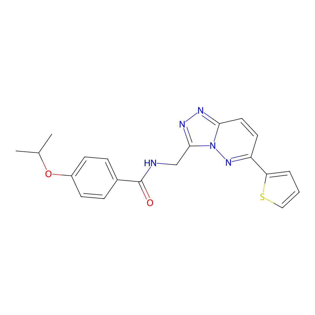 4-isopropoxy-N-((6-(thiophen-2-yl)-[1,2,4]triazolo[4,3-b]pyridazin-3-yl)methyl)benzamide molecular structure, CAS 1903041-09-7