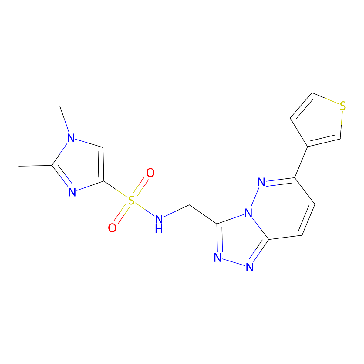 1,2-dimethyl-N-{[6-(thiophen-3-yl)-[1,2,4]triazolo[4,3-b]pyridazin-3-yl]methyl}-1H-imidazole-4-sulfonamide molecular structure, CAS 1903041-52-0