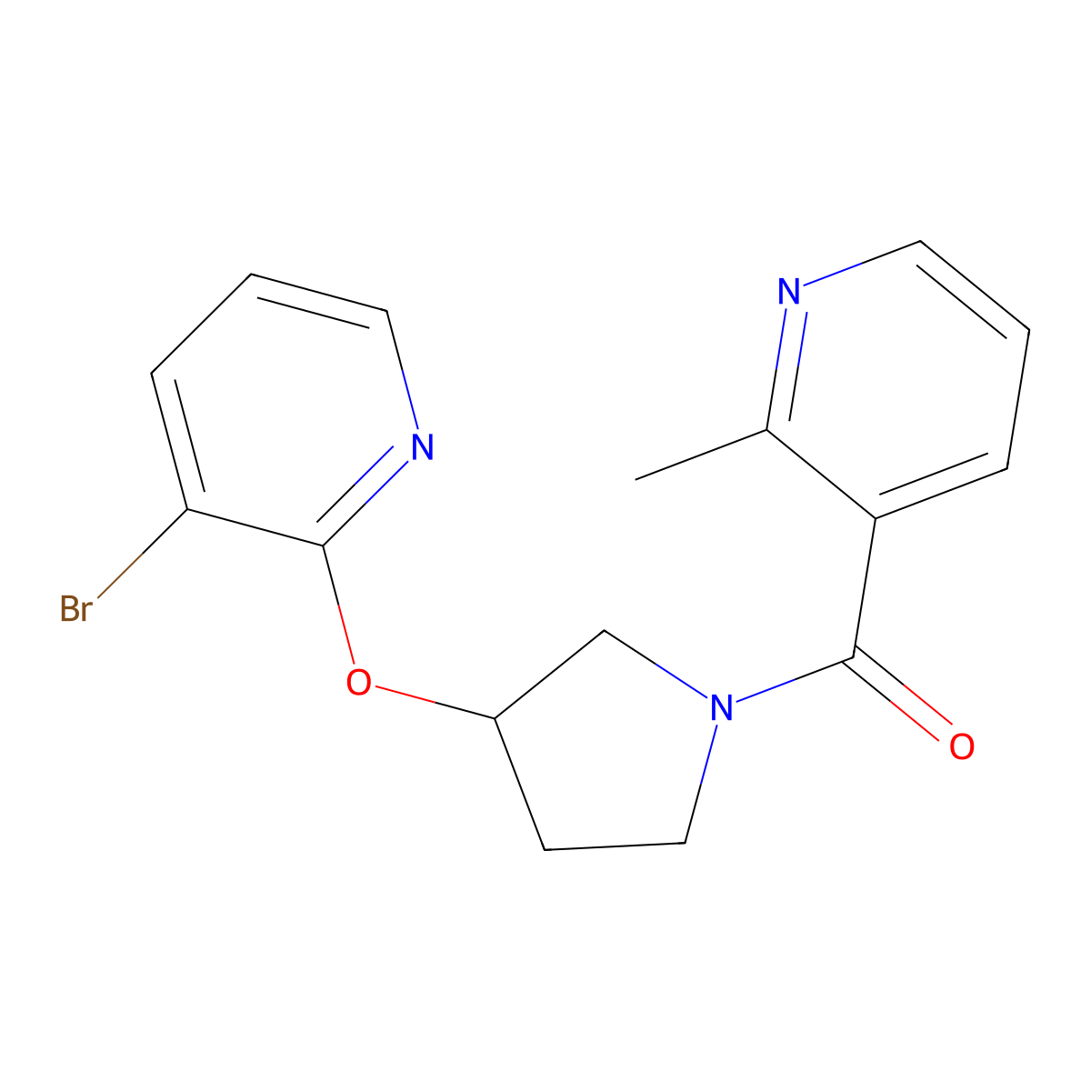 (3-((3-Bromopyridin-2-yl)oxy)pyrrolidin-1-yl)(2-methylpyridin-3-yl)methanone molecular structure, CAS 1903042-58-9