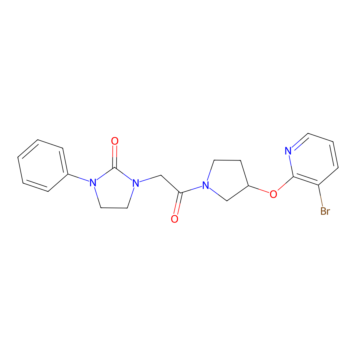1-(2-(3-((3-Bromopyridin-2-yl)oxy)pyrrolidin-1-yl)-2-oxoethyl)-3-phenylimidazolidin-2-one molecular structure, CAS 1903042-67-0