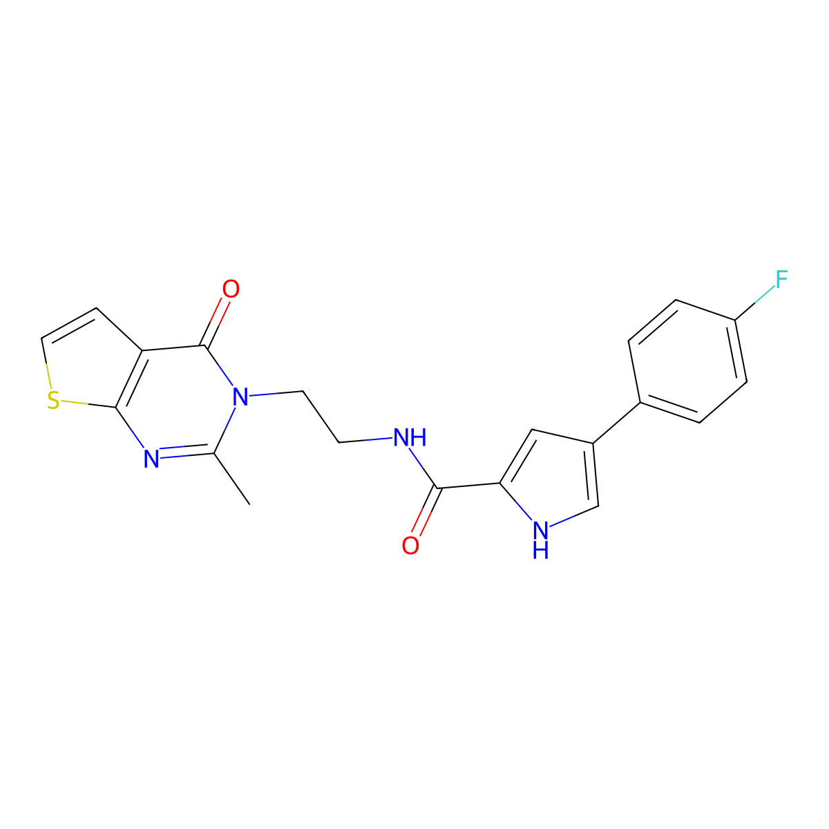 4-(4-fluorophenyl)-N-(2-(2-methyl-4-oxothieno[2,3-d]pyrimidin-3(4H)-yl)ethyl)-1H-pyrrole-2-carboxamide molecular structure, CAS 1903044-27-8