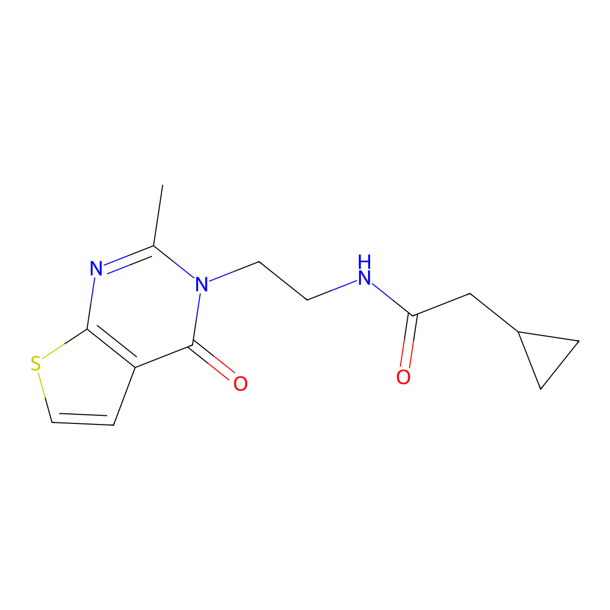 2-cyclopropyl-N-(2-(2-methyl-4-oxothieno[2,3-d]pyrimidin-3(4H)-yl)ethyl)acetamide molecular structure, CAS 1903044-32-5