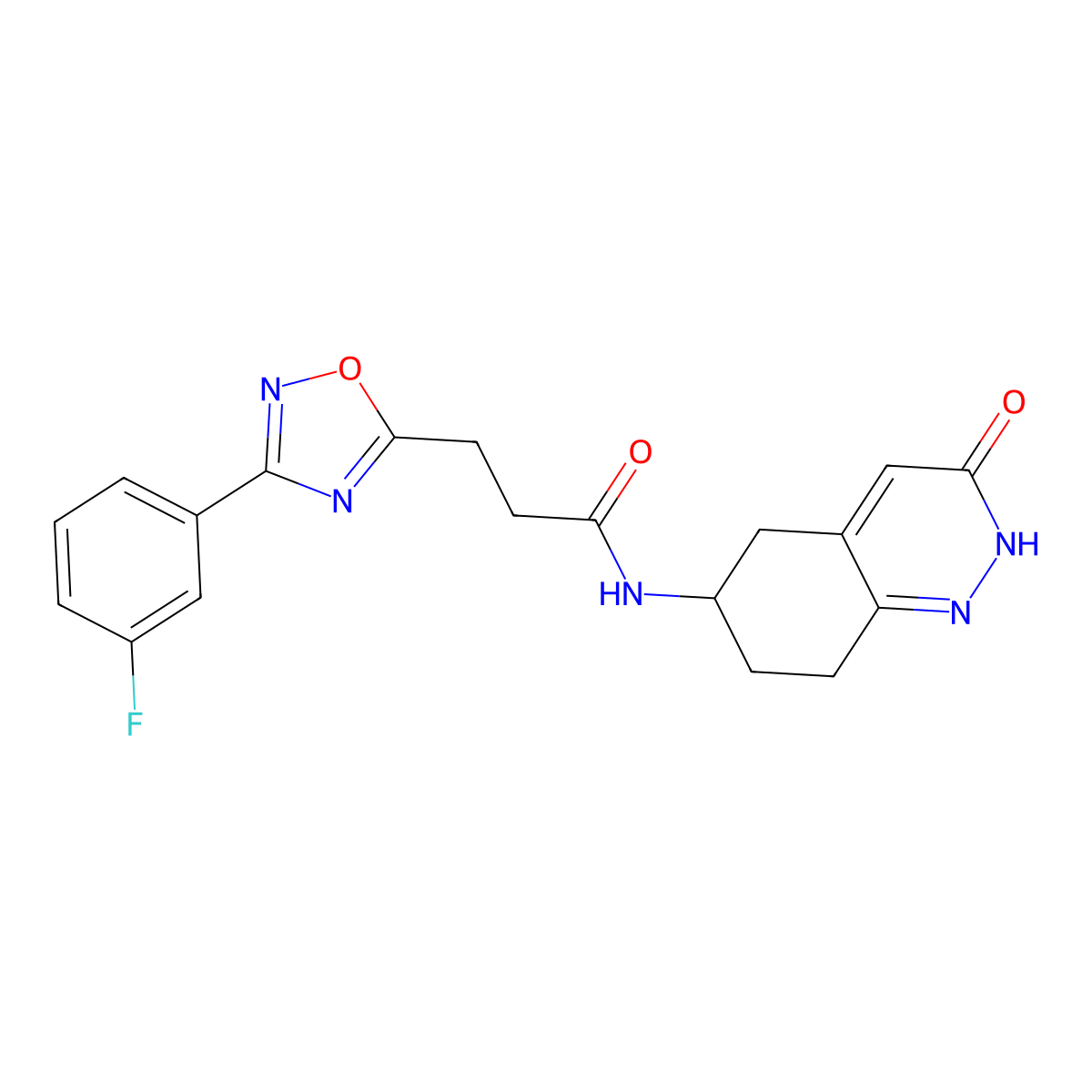 3-(3-(3-fluorophenyl)-1,2,4-oxadiazol-5-yl)-N-(3-oxo-2,3,5,6,7,8-hexahydrocinnolin-6-yl)propanamide molecular structure, CAS 1903045-60-2